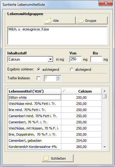 Sortierte Liste - Hauptfenster